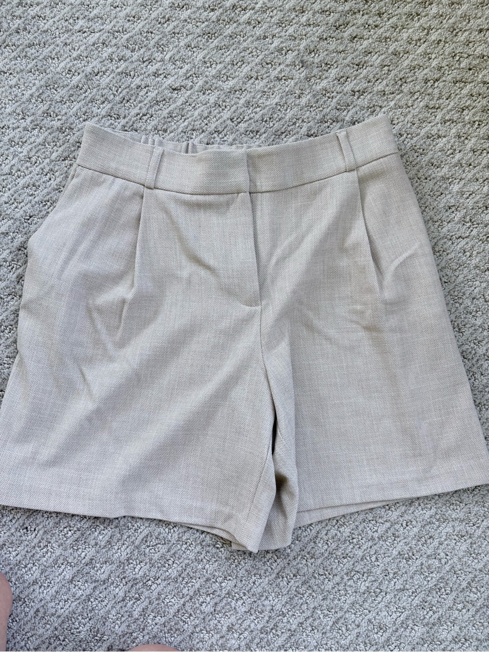 High-Waist Cream Tailored Women's Shorts
